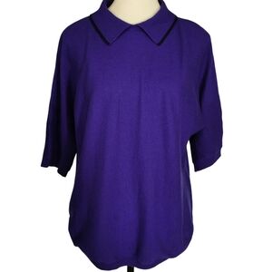 Ted Baker Purple Collared Knit Sweater 3/4 Sleeve Size 3 / US 8